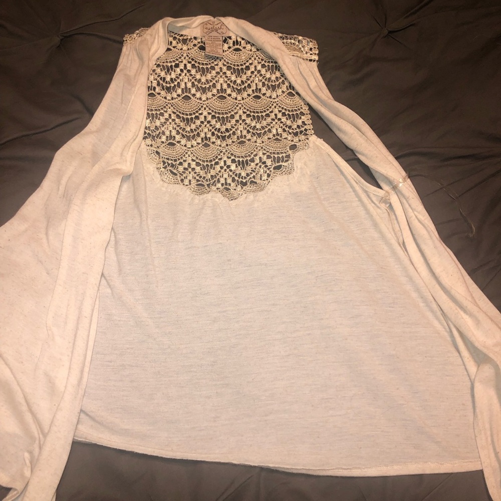 Oatmeal color crochet cardigan
